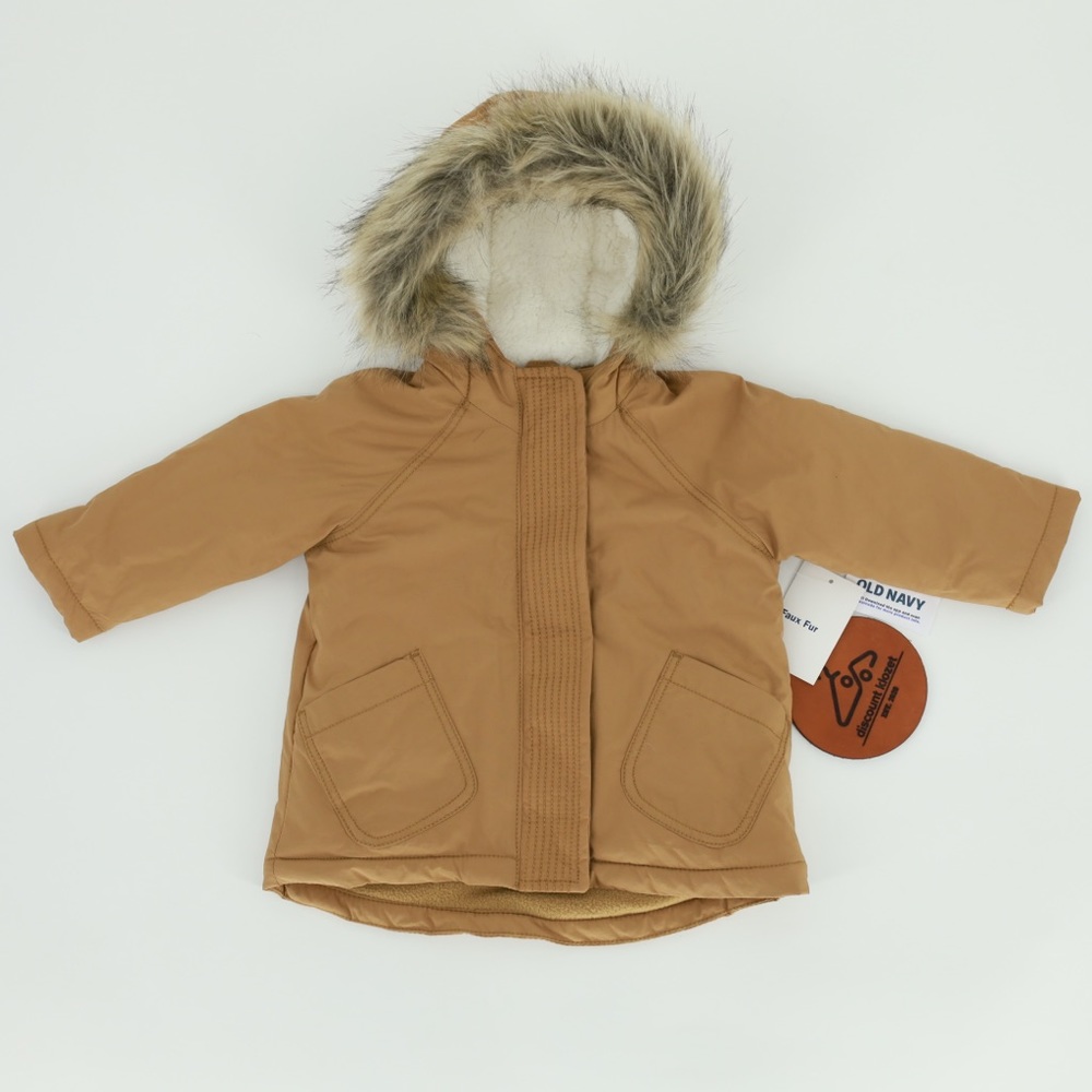 OLD NAVY Unisex Faux‎ Fur Trim Hooded Parka Coat 12-18M NWT Plush Sherpa Lining